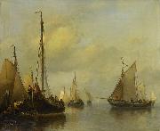 Antonie Waldorp Fishing Boats on Calm Water oil painting
